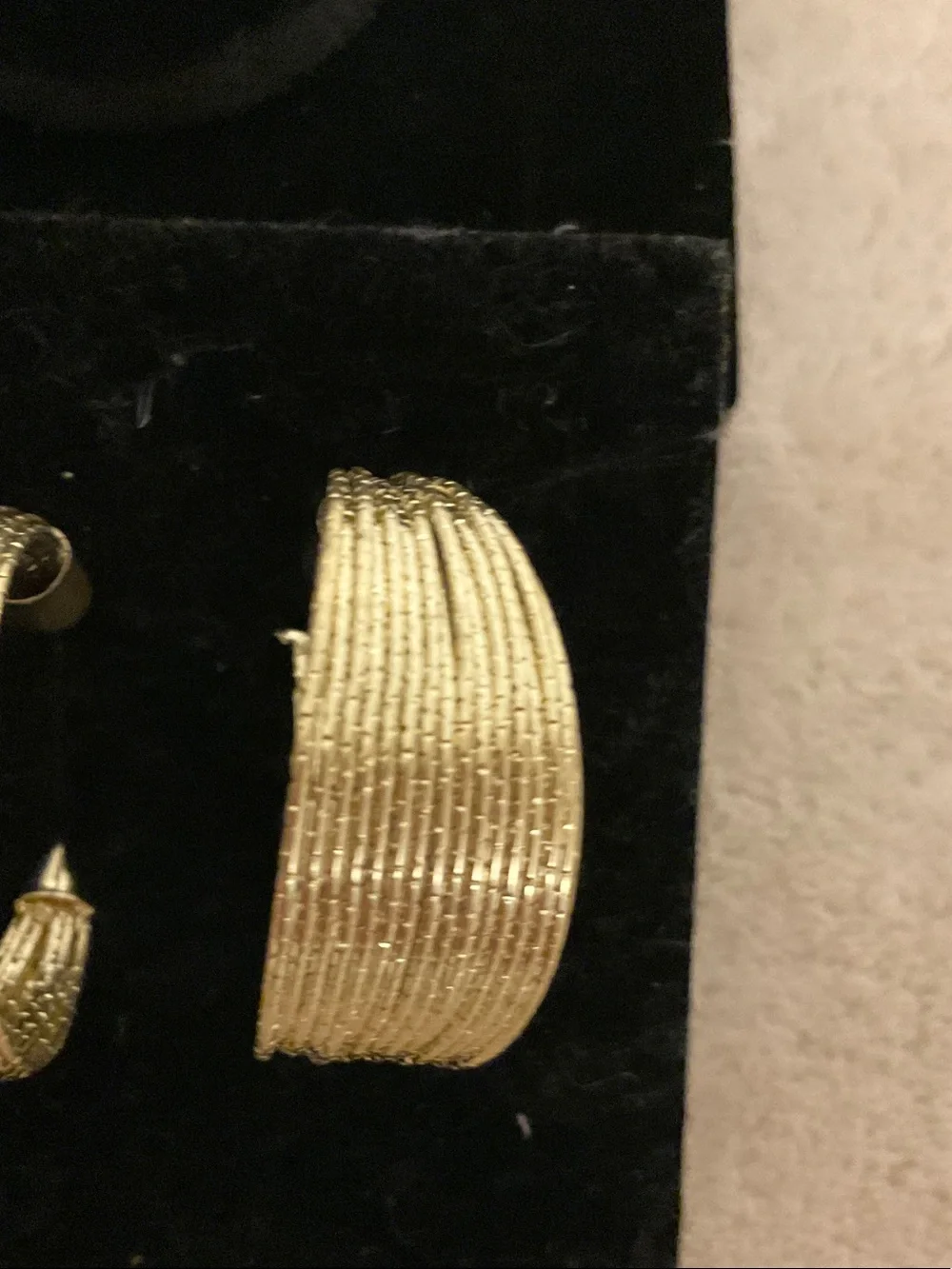 Textured Gold Ribbed Hoop Earrings for Women